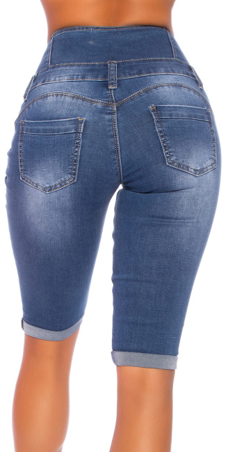 Highwaist Capri Jeans with buttons Blue